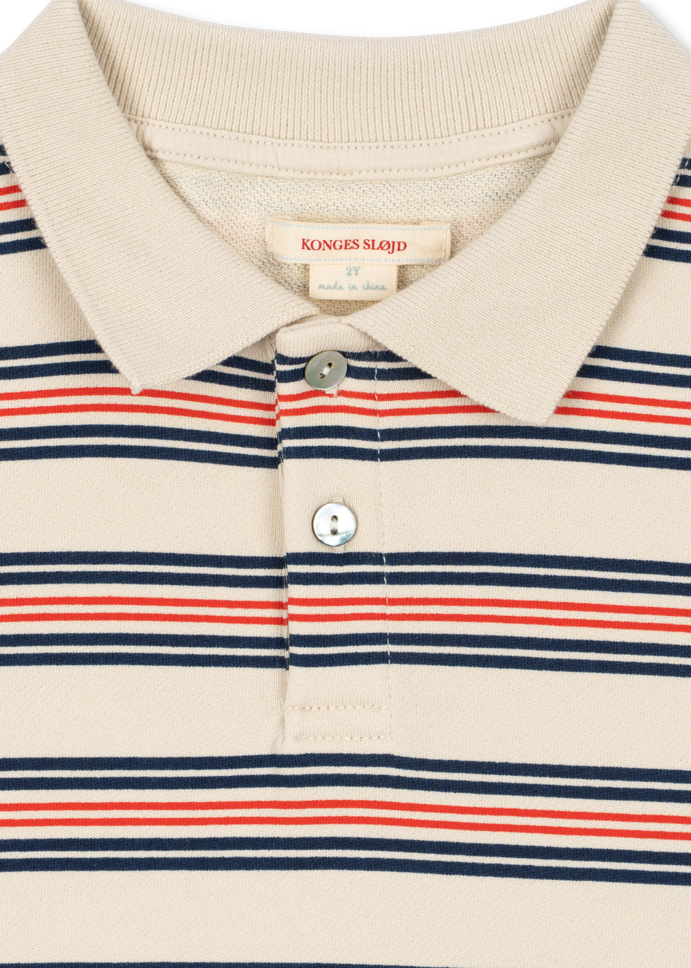 Konges Sloejd Spotty SS Polo stripie stripe Detailansicht Polokragen und Knopfleiste
