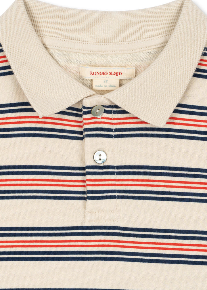 Konges Sloejd Spotty SS Polo stripie stripe Detailansicht Polokragen und Knopfleiste