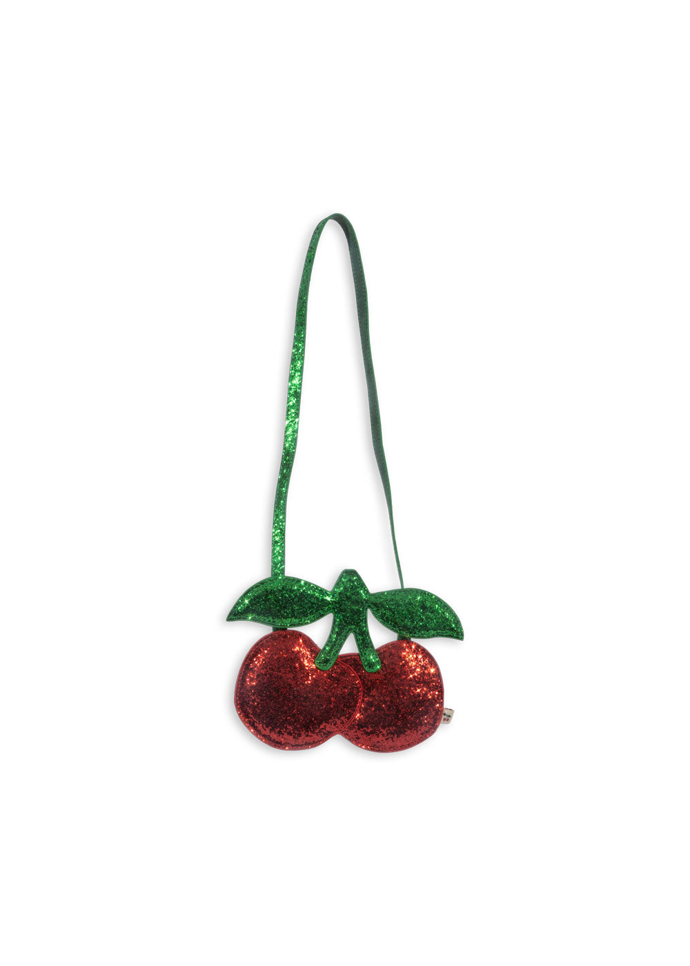 Handtasche für Mädchen in Form von zwei Kirschen aus Glitzermaterial