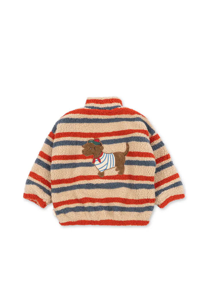 Konges Slojd Jody Embroidery Teddy Jacket GRS tangerine stripe Produktbild, Ansicht der Rückseite. 