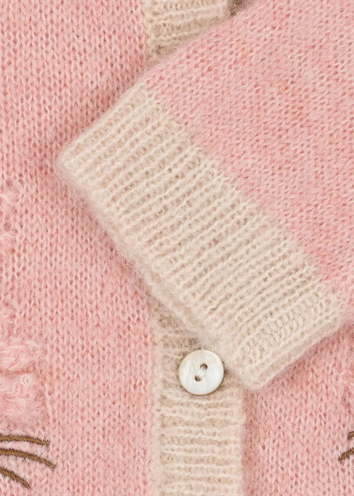 Konges Slojd Kitty Cardigan silver pink Detailansicht Ärmelabschluss. 