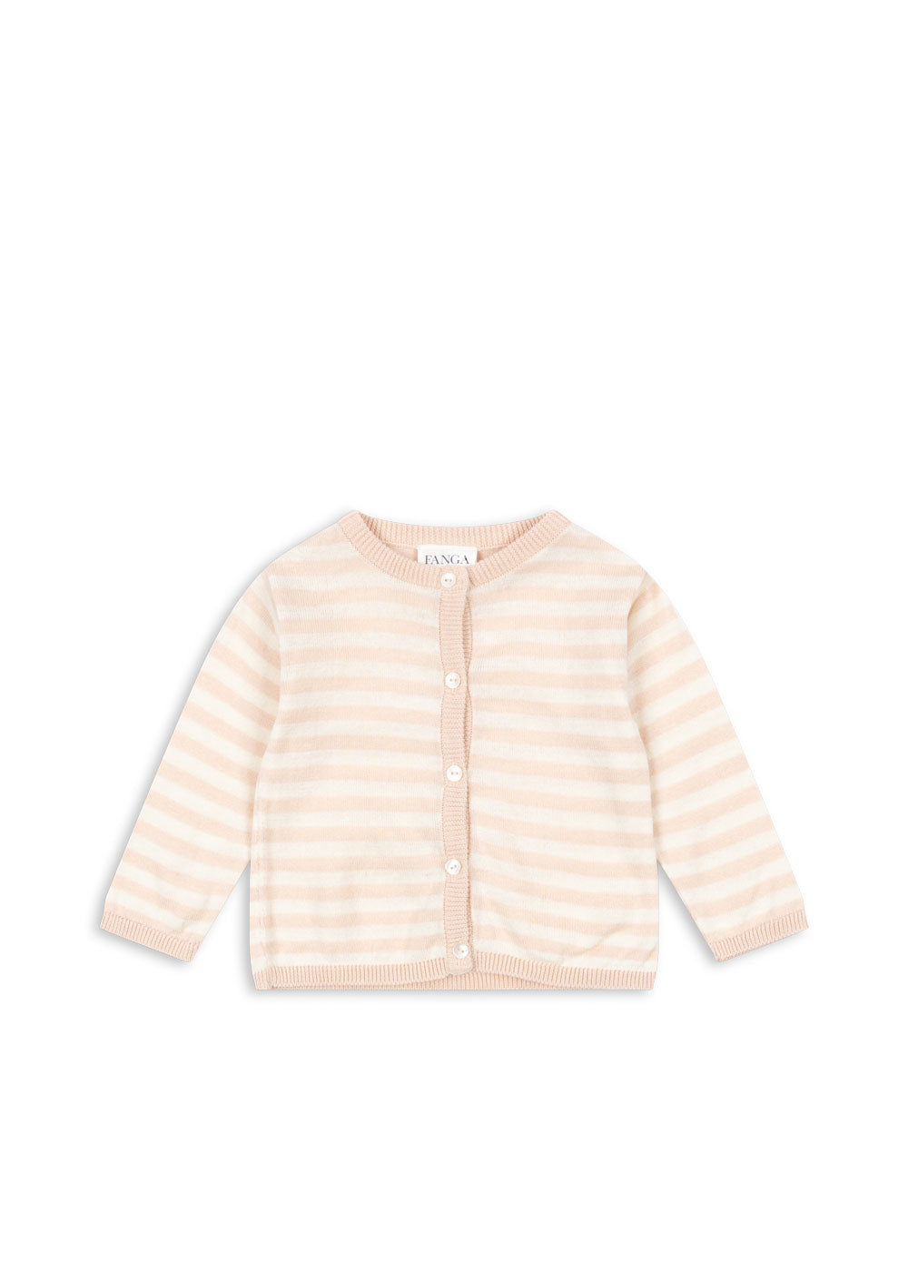 Strickjacke Cardigan für Baby Mädchen aus Bio Baumwolle rosa weiß gestreift