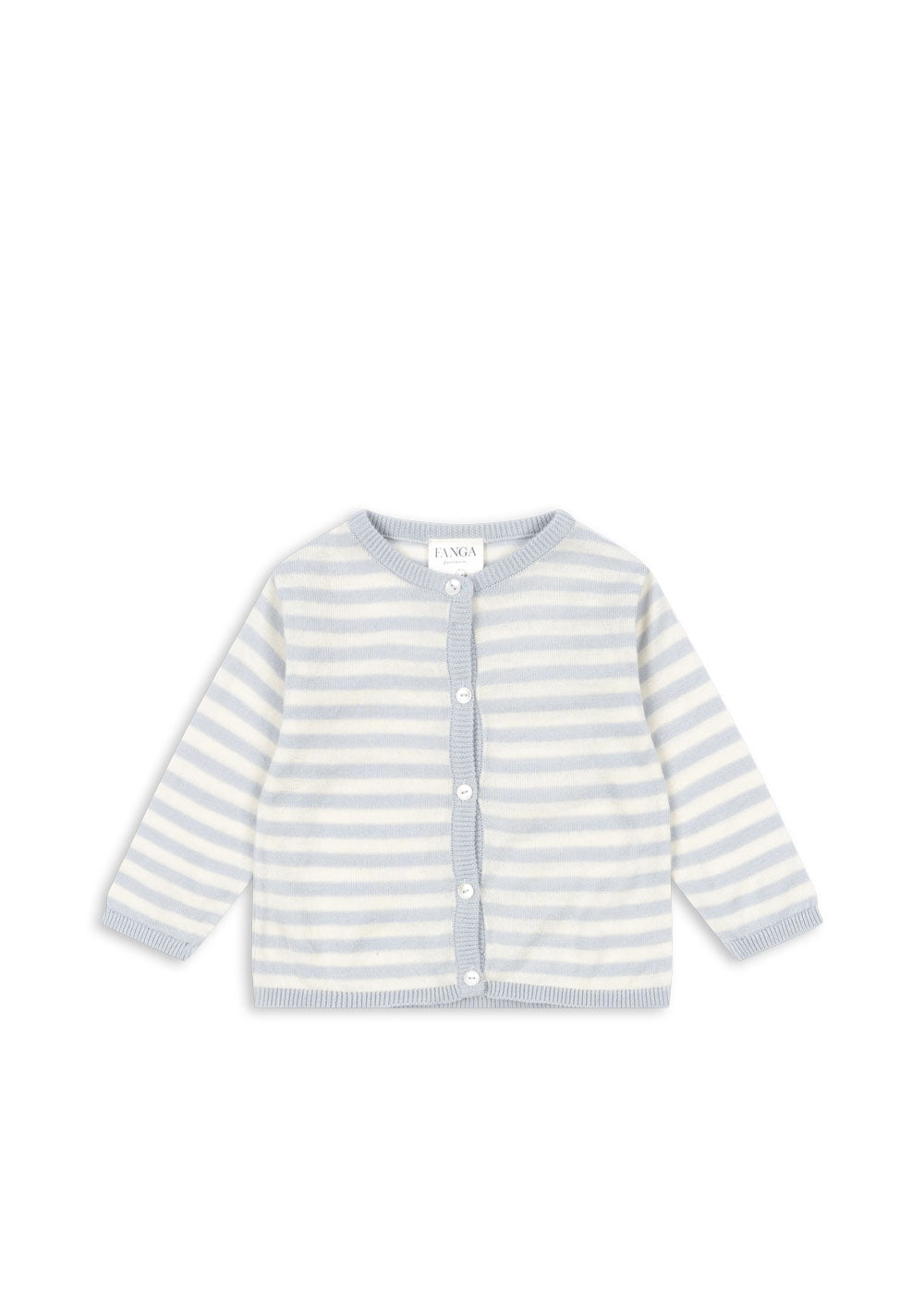 Strickjacke für Baby Jungen aus Baumwolle Bio in hellblau weiß gestreift