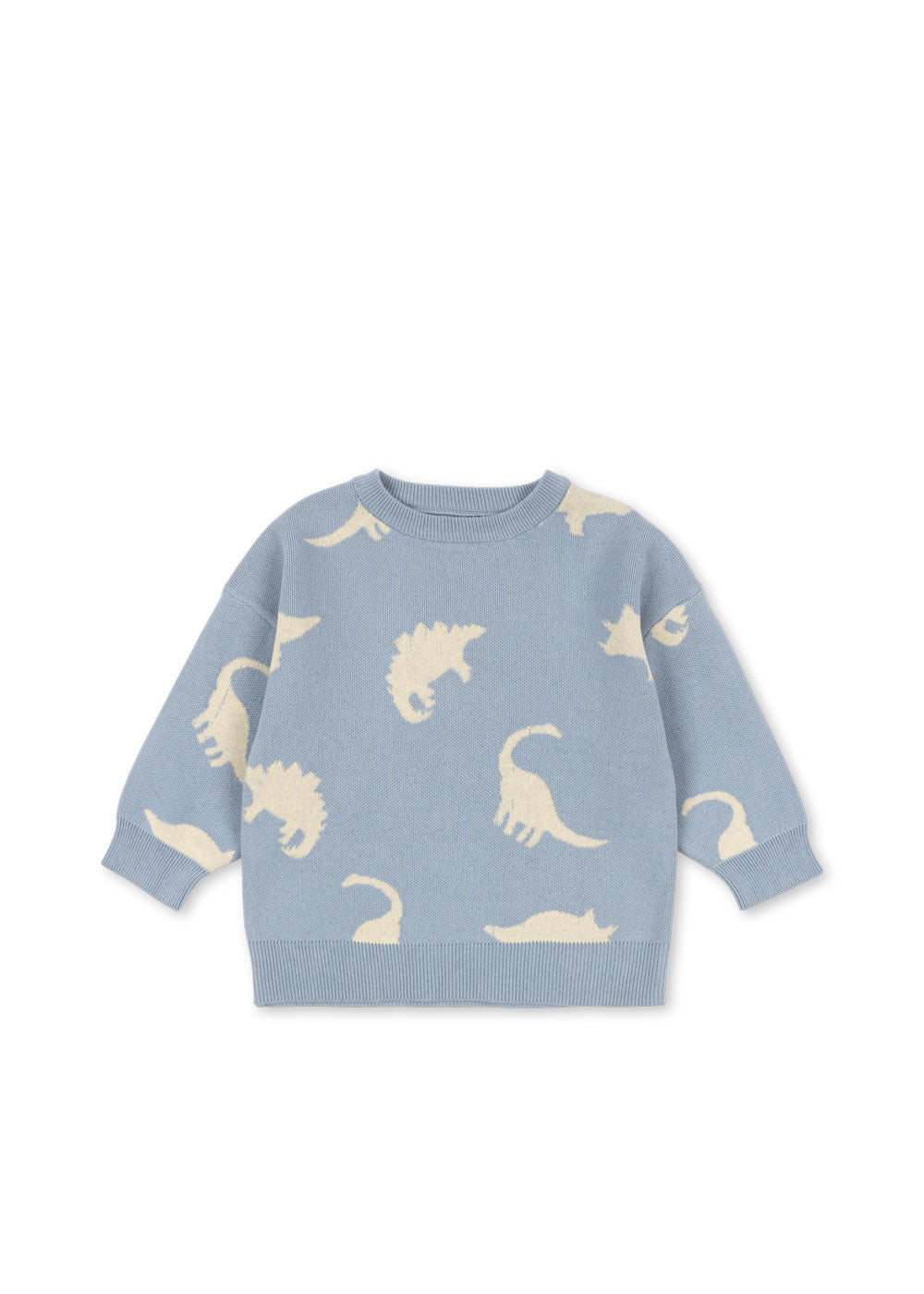 Strick Sweater hellblau beige Dino Baumwolle
