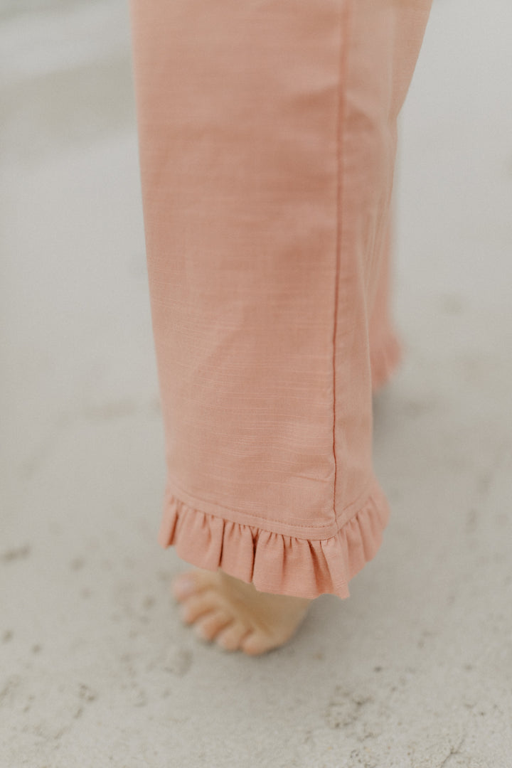 weite Hose in Leinenoptik | terracotta