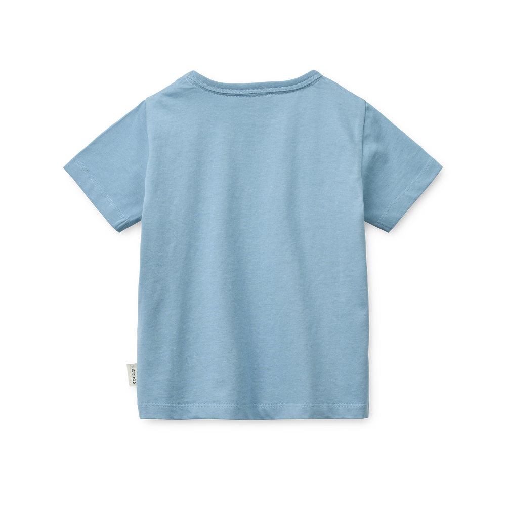 Liewood Apia Placement Shortsleeve T-shirt Tiger Beach blue Produktbild, Ansicht von hinten, rein hellblau