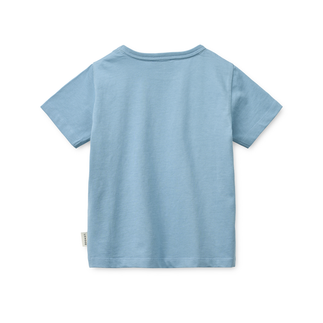 Liewood Apia Placement Shortsleeve T-shirt Tiger Beach blue Produktbild, Ansicht von hinten, rein hellblau