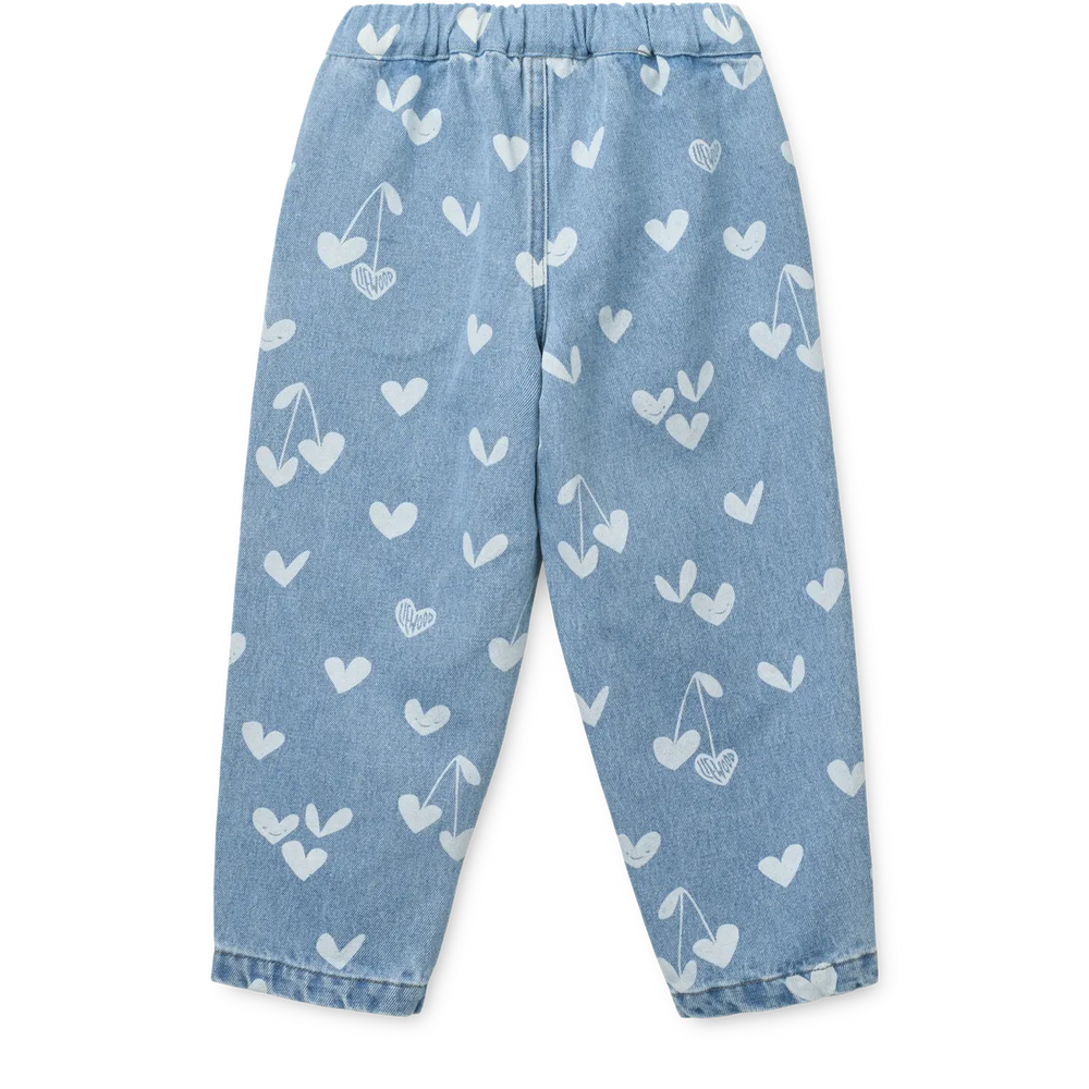 Liewood Borris Printed Denim Pants sweethearts light blue denim Ansicht von hinten, keine Gesäßtaschen 