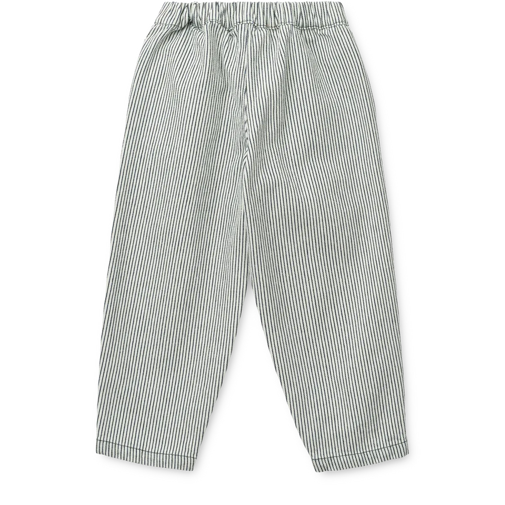 Liewood Borris Stripe Denim Pants classic navy / creme de la creme Ansicht von hinten mit Blick auf das gestreifte Muster, keine Gesäßtaschen 