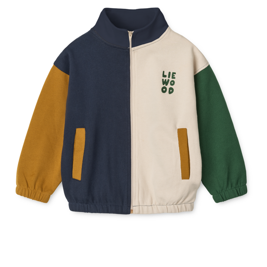 Liewood Cassius Sweat Jacke Reißverschluss blau grün braun weiß