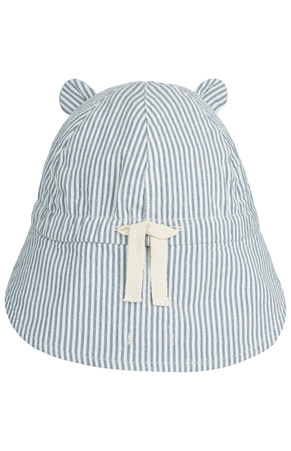 Liewood Gorm Reversible Seersucker Sun Hat With Ears blue wave/creme de la creme Produktbild, Ansicht von hinten mit Blick auf das Band zum enger oder weiter binden