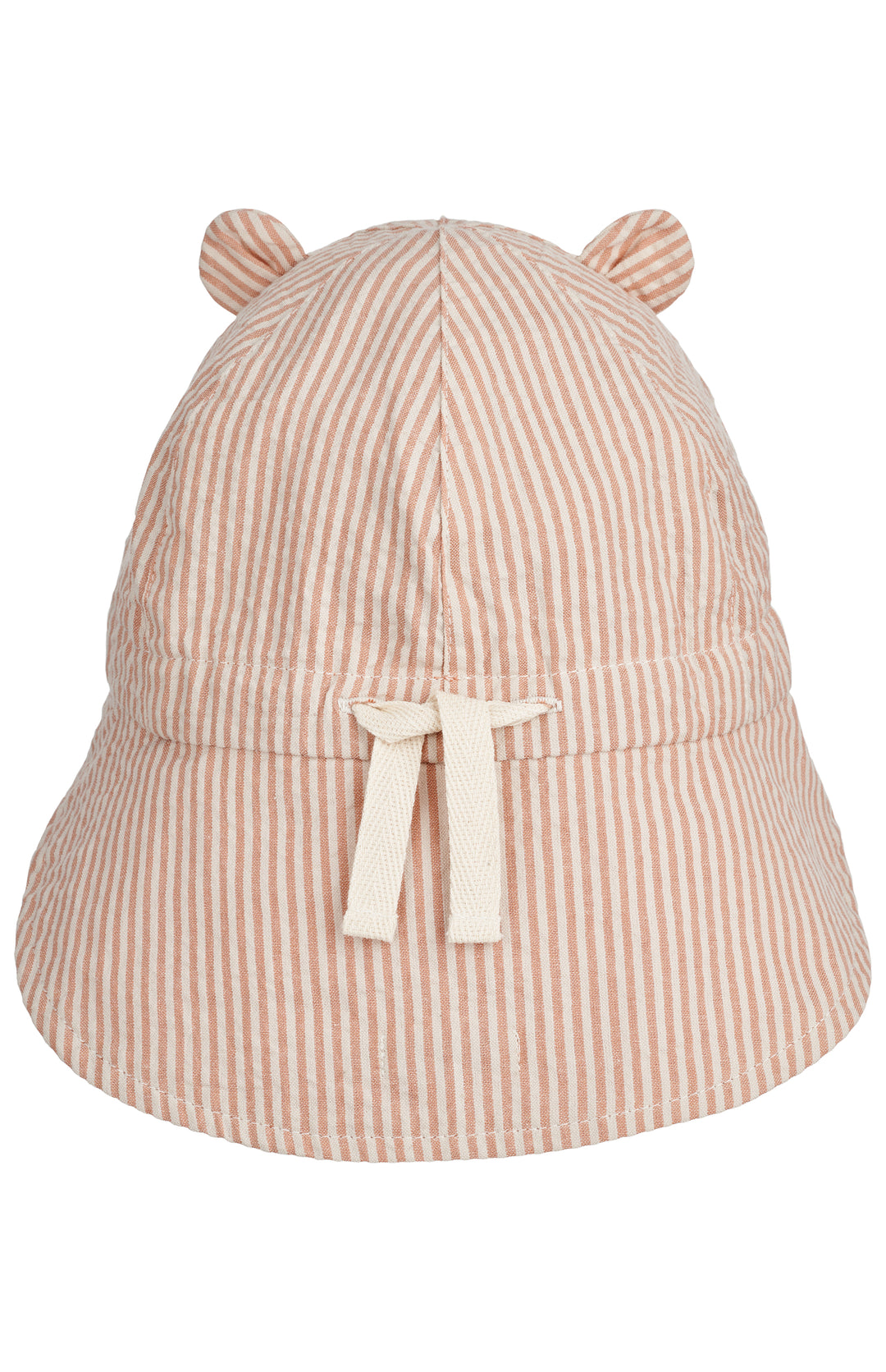 Liewood Gorm Reversible Seersucker Sun Hat With Ears stripe tuscany rose/sandy Produktbild Ansicht von hinten mit Blick auf Kordel