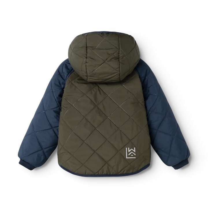 Liewood Jackson Reversible Jacket army brown classic navy Produktbild, Ansicht der glatten Seite von hinten. Mit reflektierendem Liewood Symbol. 