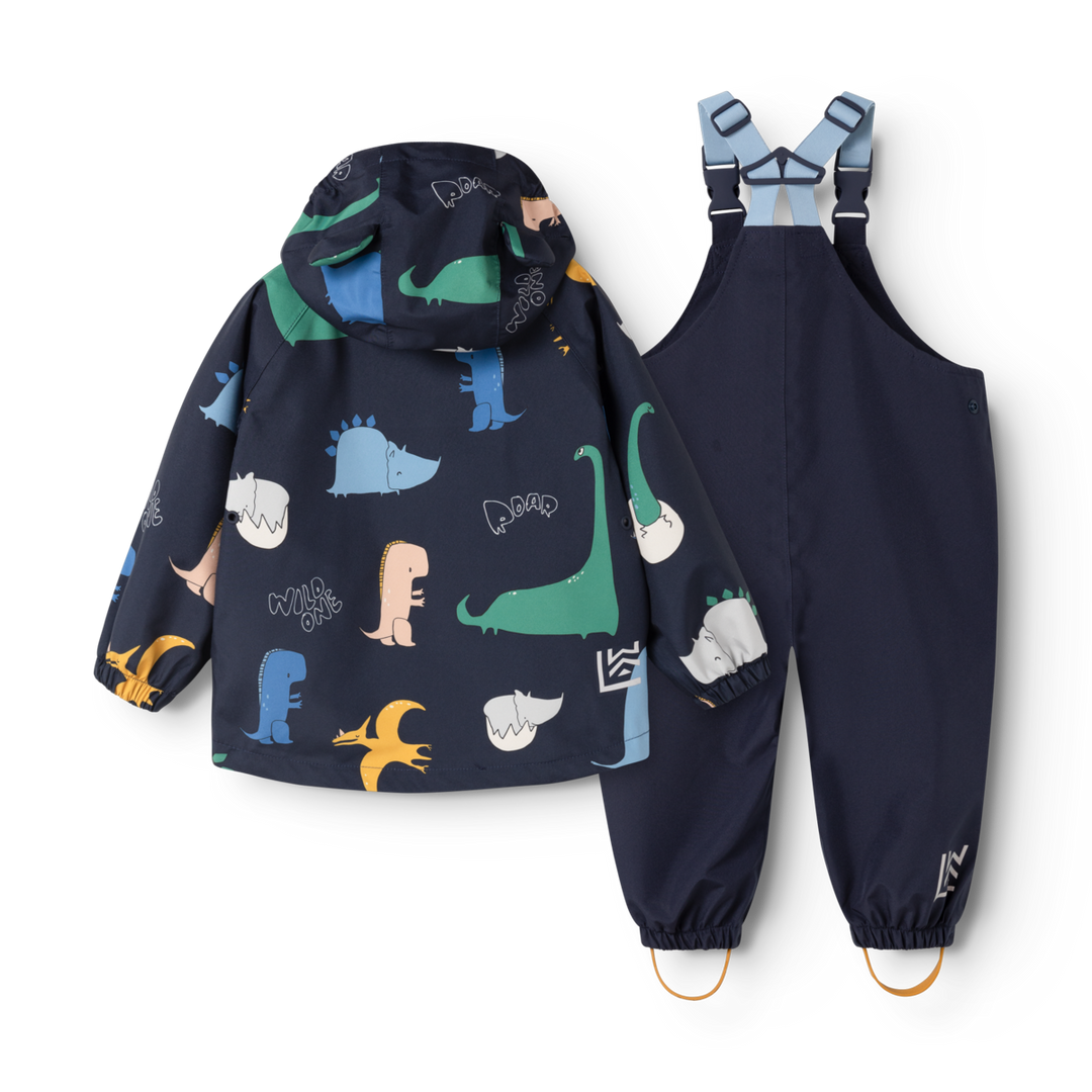 Liewood Manu Rainwear Set dino roar classic navy Produktbild, Ansicht der Rückseite.