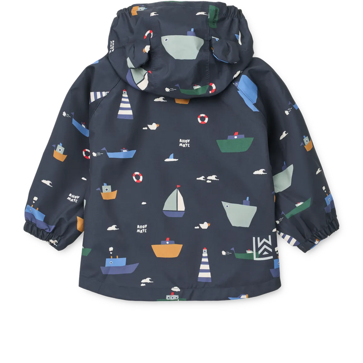 Liewood Manu Rainwear Set sailing classic navy Detailansicht Jacke von hinten