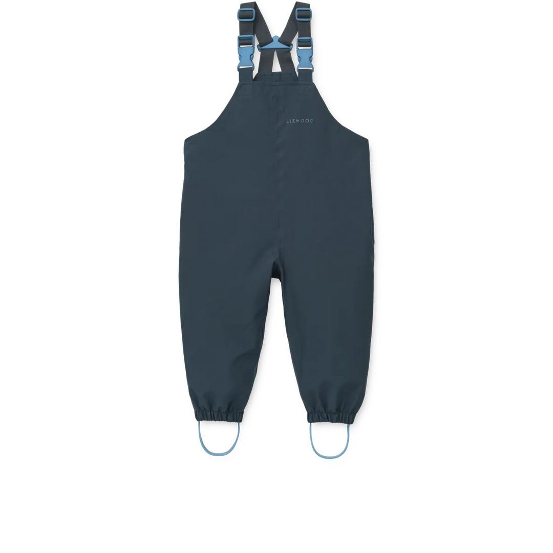 Liewood Manu Rainwear Set sailing classic navy Ansicht dunkelblaue Latzhose von vorne