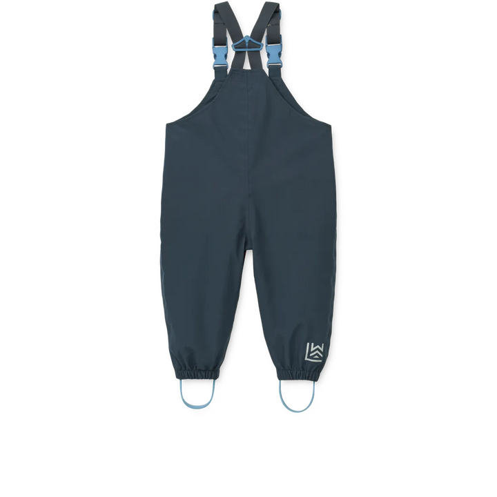 Liewood Manu Rainwear Set sailing classic navy Ansicht dunkelblaue Latzhose von hinten