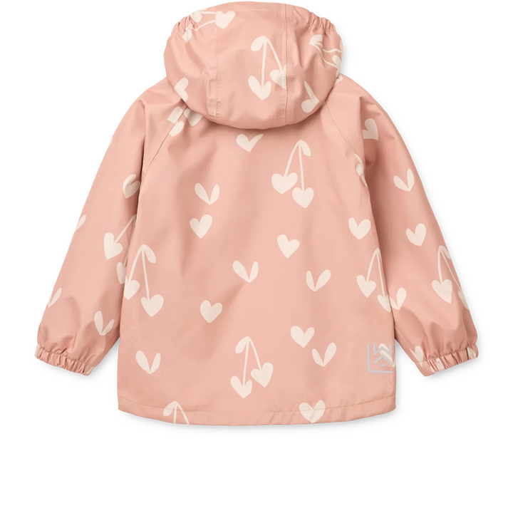 Liewood Pedia Rainwear Set sweethearts pale tuscany Ansicht Jacke von hinten mit Allover Herz Print