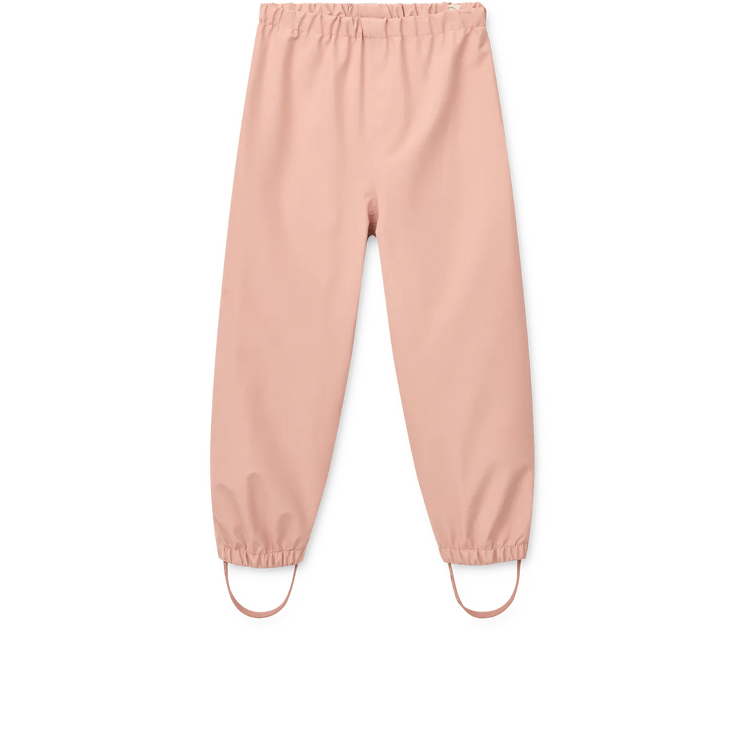 Liewood Pedia Rainwear Set sweethearts pale tuscany Ansicht Hose von vorne mit Gummibund und Fußschlaufen 