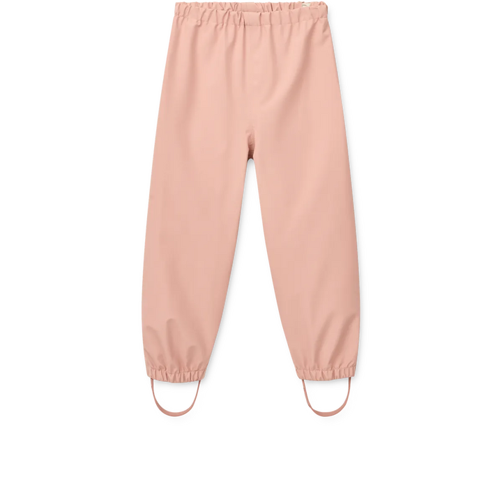 Liewood Pedia Rainwear Set sweethearts pale tuscany Ansicht Hose von vorne mit Gummibund und Fußschlaufen 