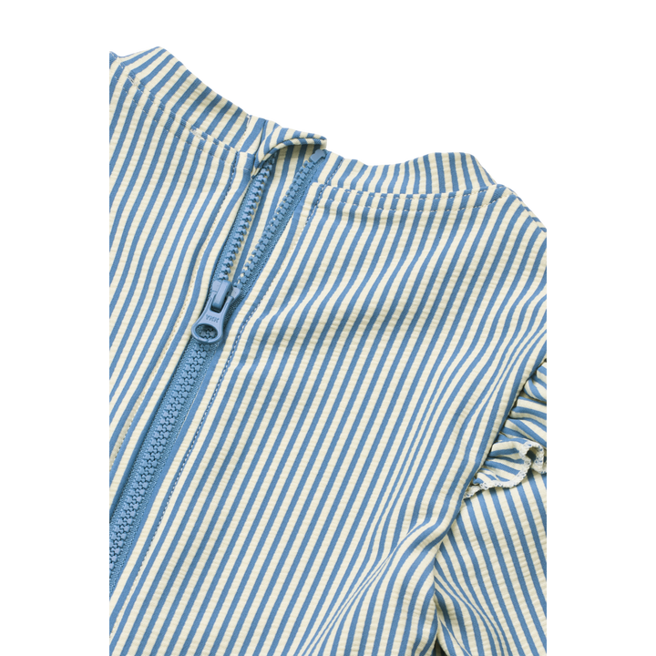 Liewood Sille Seersucker Swimsuit riverside creme de la creme Detailansicht Reißverschluss