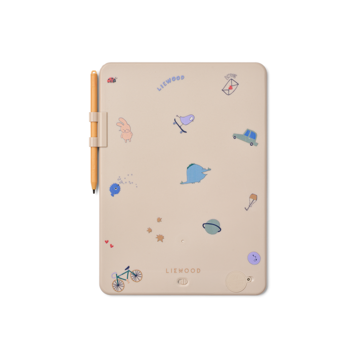 Liewood Zora Magic Drawing Board 10 inches tamtam/sandy Produktbild, Ansicht der Rückseite. 