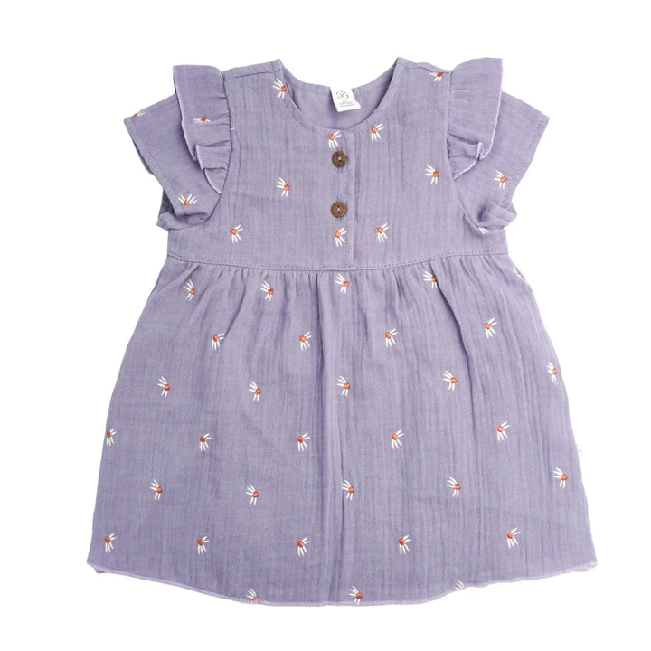 Maximo GOTS Baby Girl-Kleid flieder-margerite Produktbild, Ansicht der Vorderseite