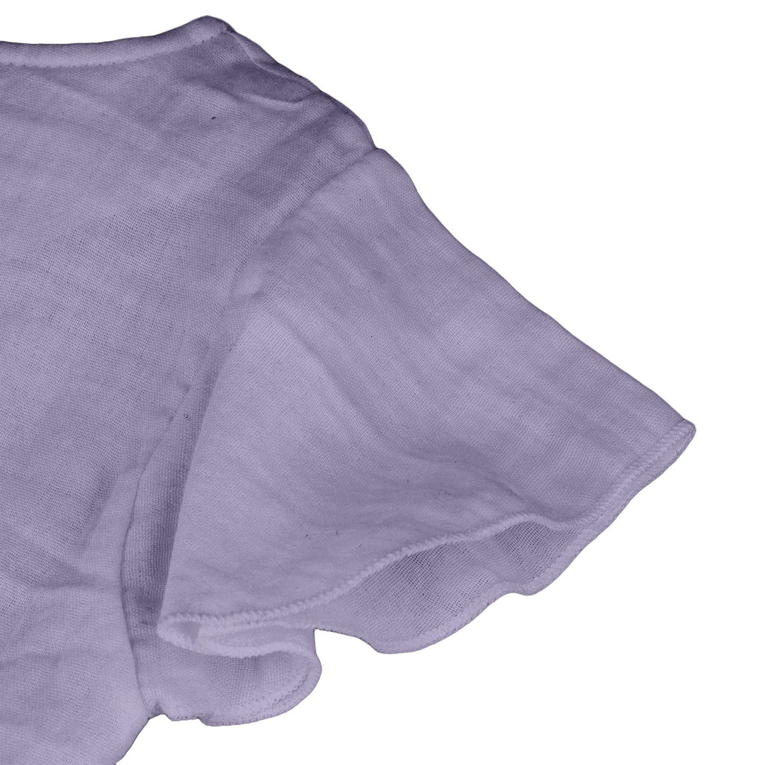 Maximo GOTS Mini Girl Shirt flieder Detailansicht Flügelärmel