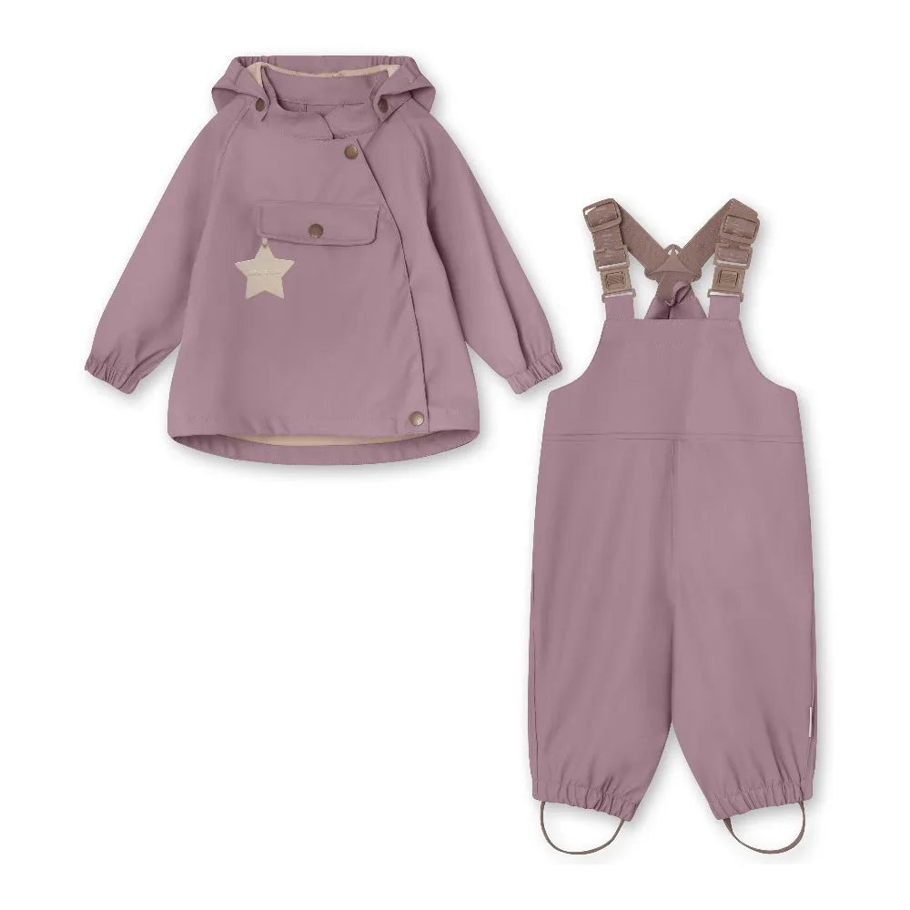 Set Regenjacke und Regenhose für Mädchen in hell-lila
