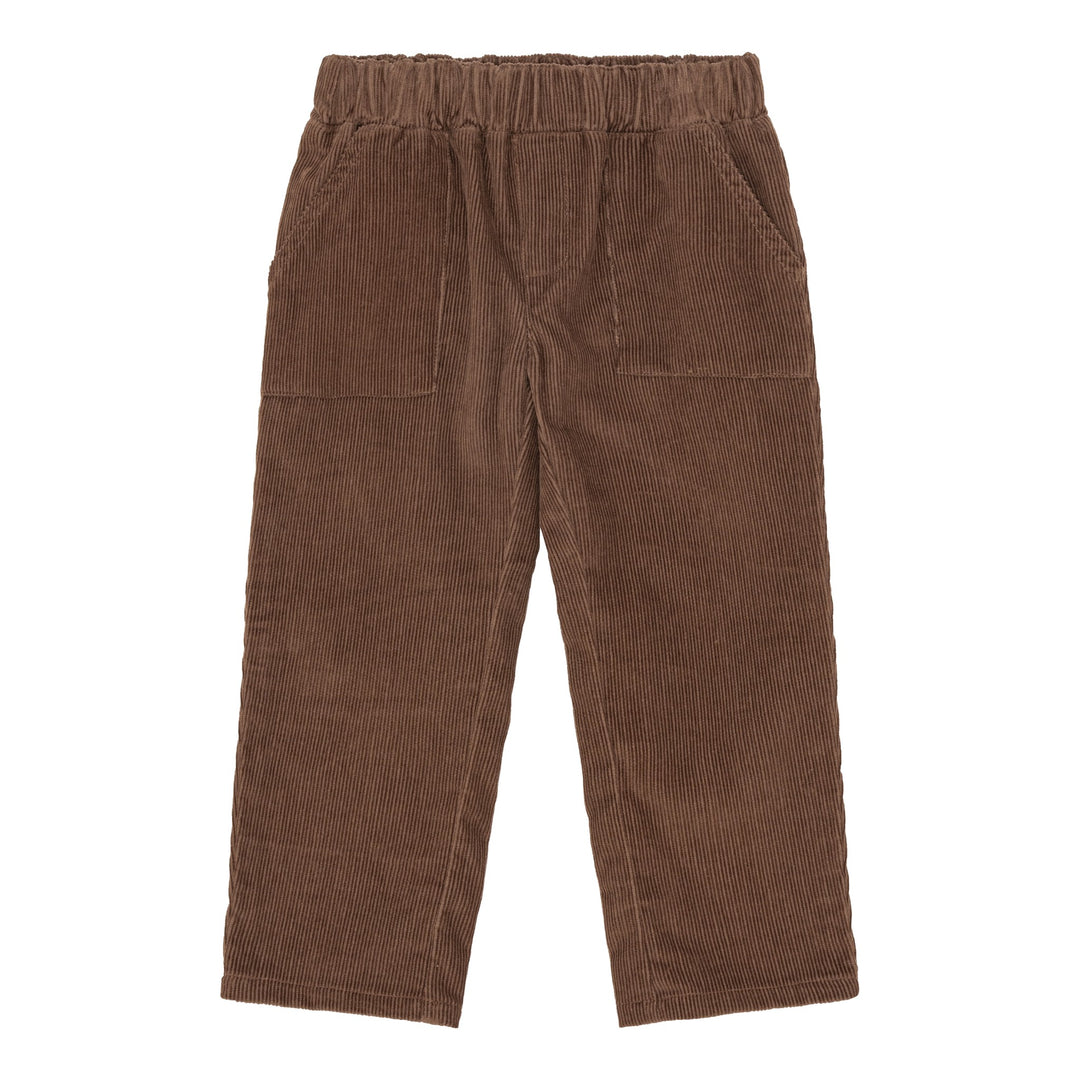 braune Cordhose für Jungen aus Baumwolle mit Gummibund und aufgesetzten Taschen 