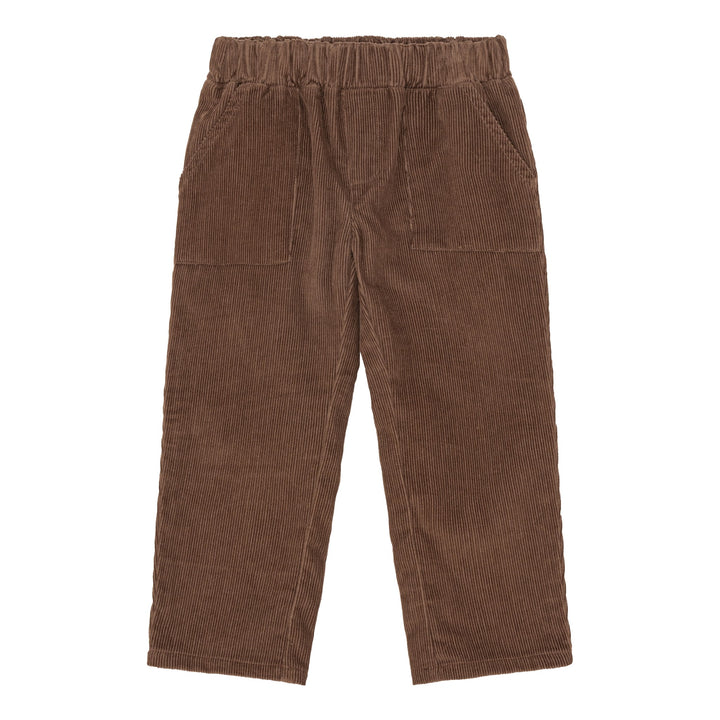 braune Cordhose für Jungen aus Baumwolle mit Gummibund und aufgesetzten Taschen 