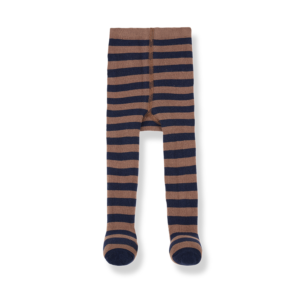Strumpfhose für Babys aus Baumwolle braun blau gestreift