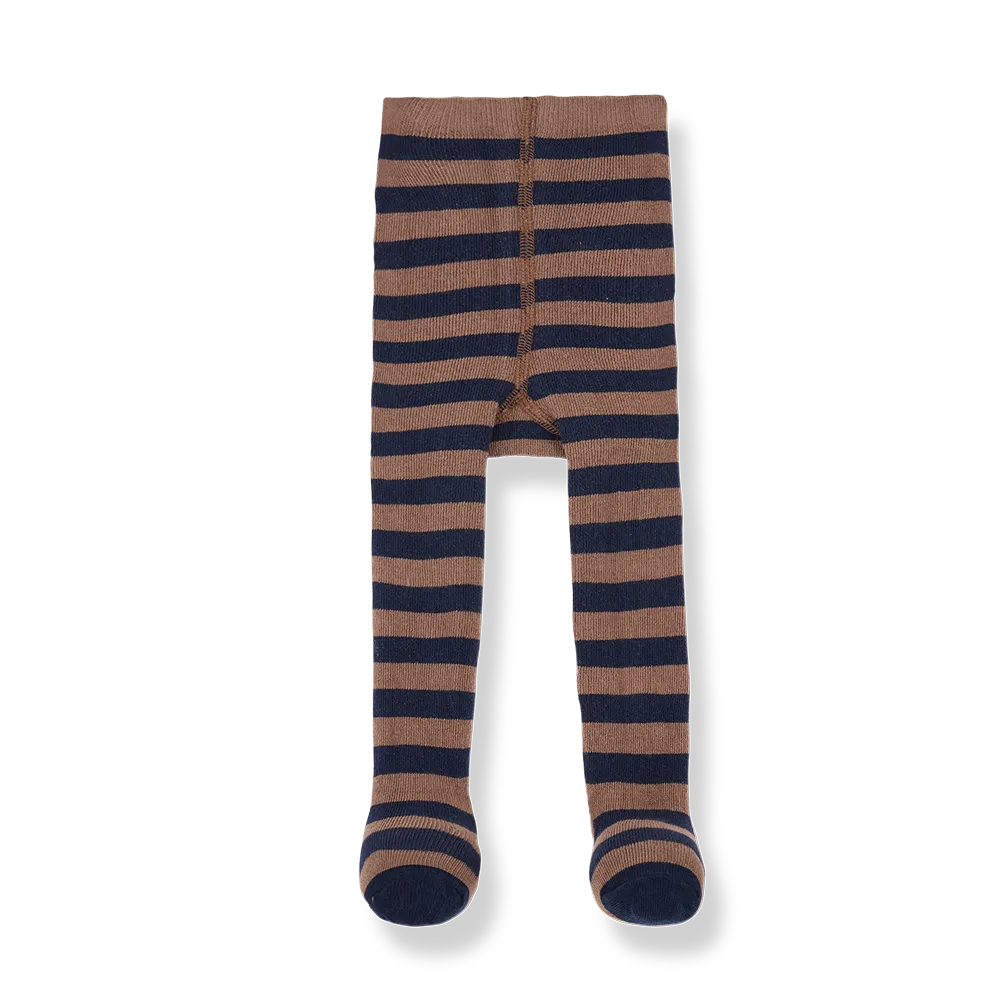 Strumpfhose für Babys aus Baumwolle braun blau gestreift