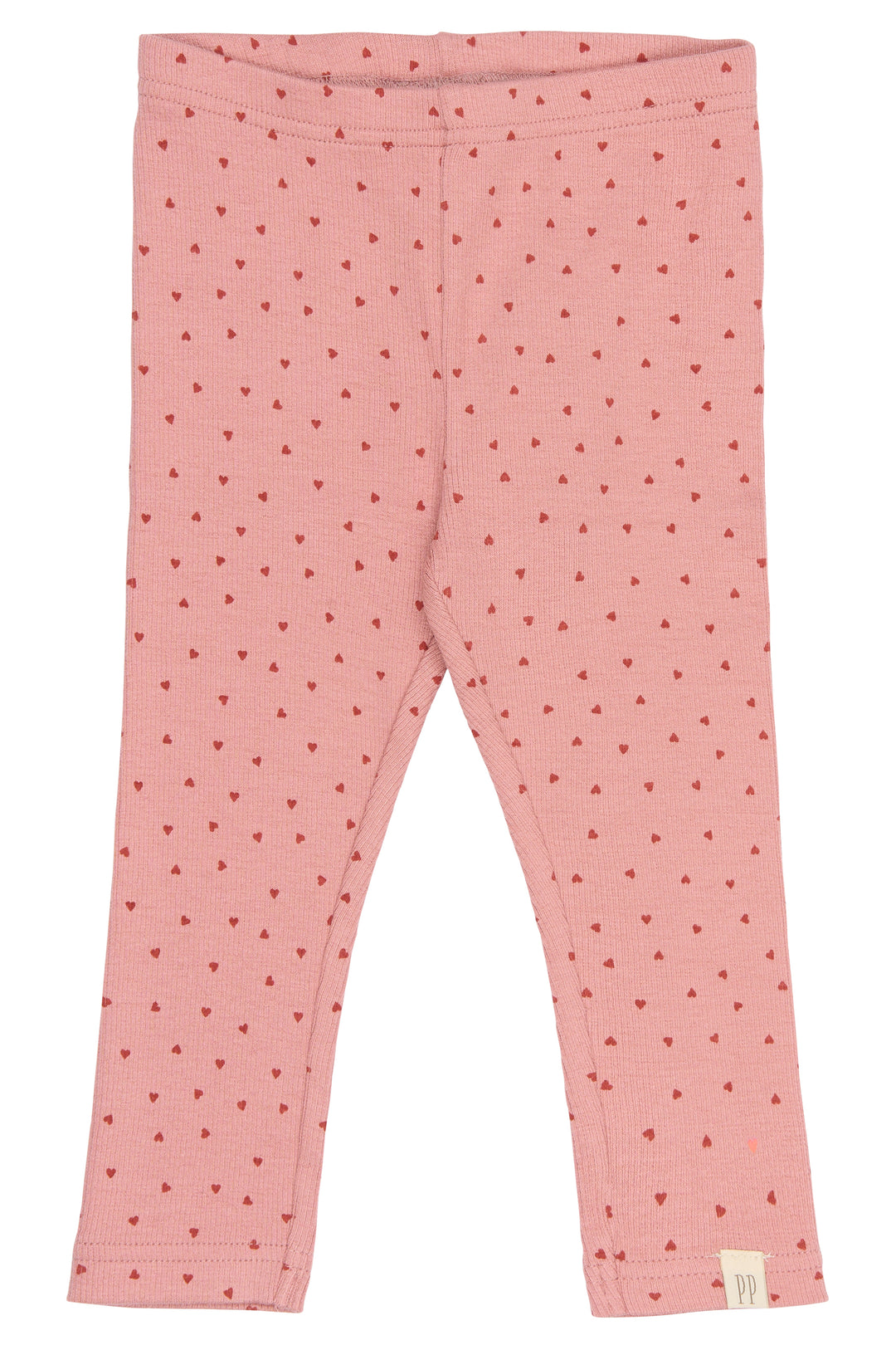 rosafarbene Leggings für Mädchen aus Baumwoll-Modal-Gemisch mit Herz-Allover-Print in dunkelrosa und skinny leg