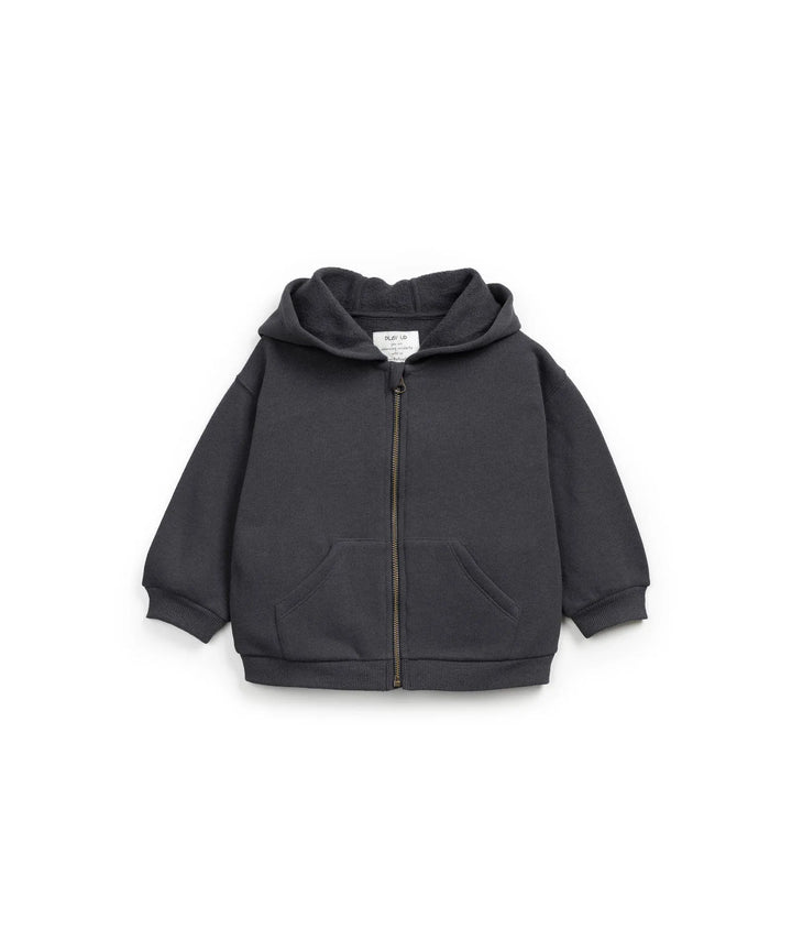 Sweatjacke mit Reißverschluss und Kapuze für Jungen in graublau 