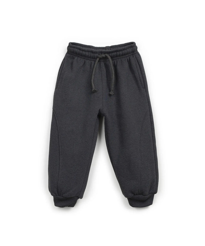 Joggingshose aus Fleece für Jungen in graublau mit Gummibund am Bauch und Sweatbündchen am Fuß