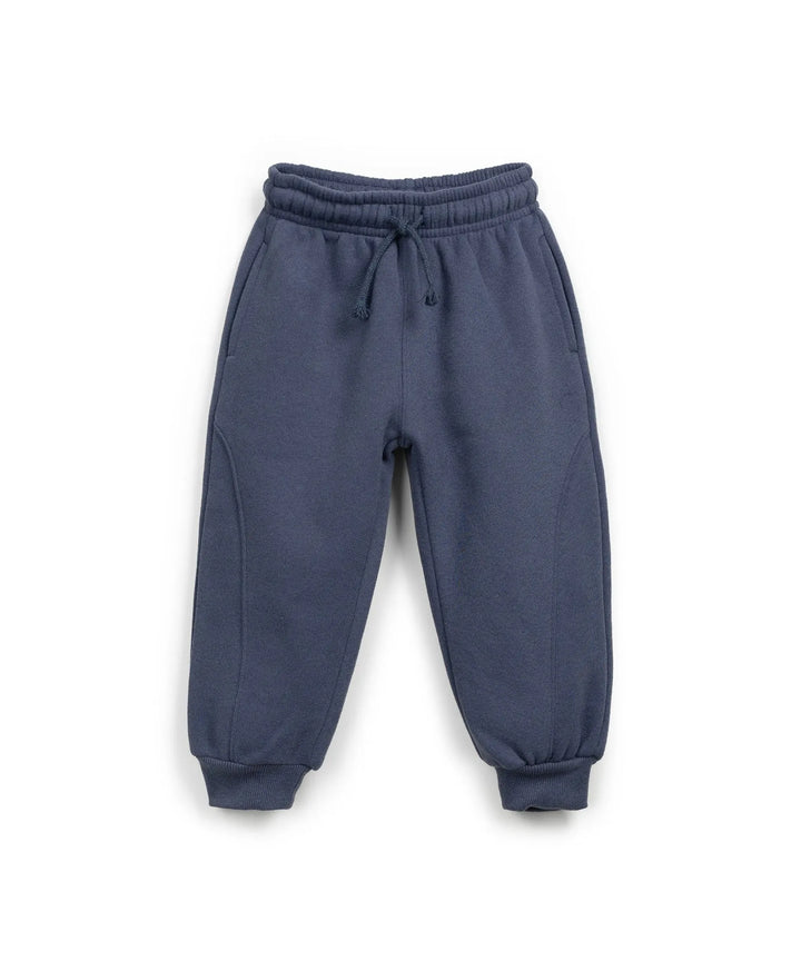 Joggingshose aus Fleece für Jungen in dunkelblau mit Gummibund am Bauch und Sweatbündchen am Fuß