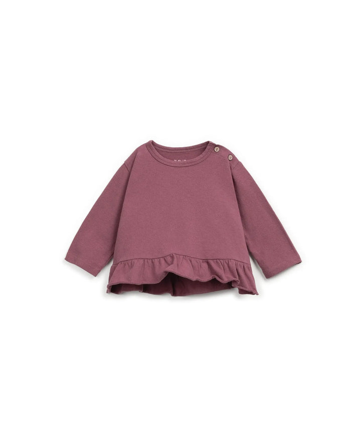 Langarmshirt Baby dunkelrot Peplum-Saum Baumwolle nachhaltig