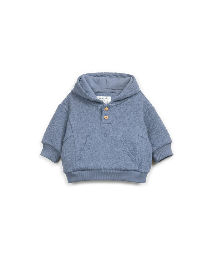 Hoodie für Babys in hellblau aus Baumwolle mit halber Knopfleiste und Kängurutasche