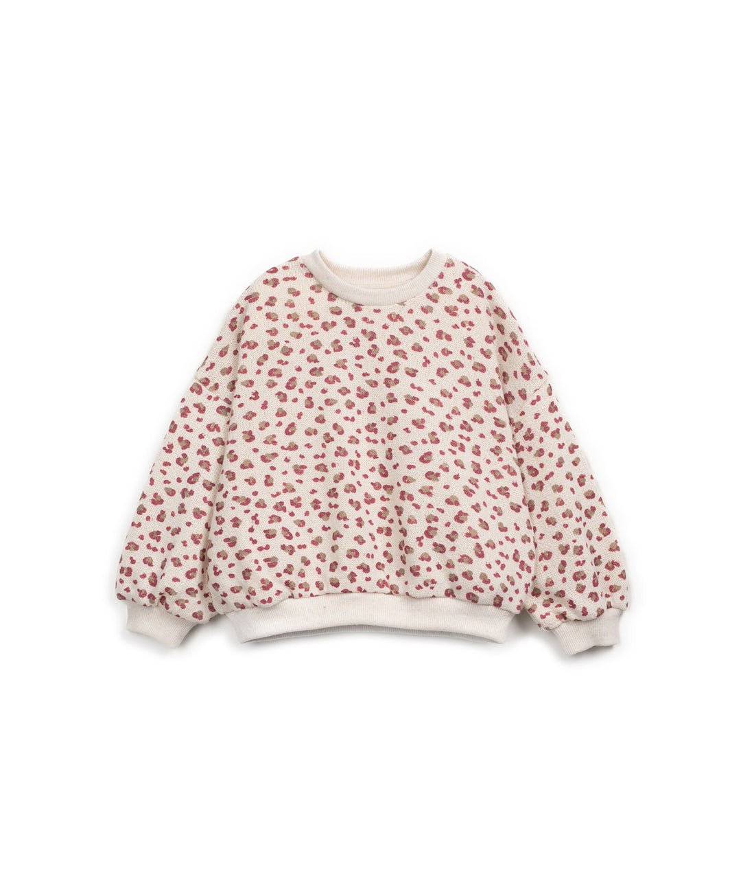 beigefarbenes Sweatshirt aus Baumwolle mit Leo-Print für Mädchen
