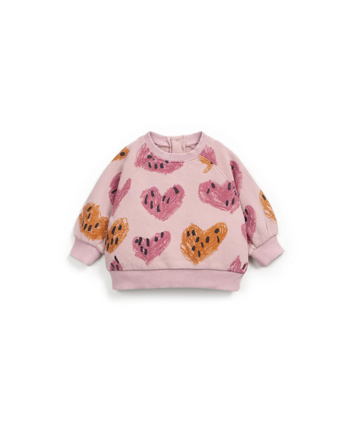 Sweatshirt Baby Herz-Print rosa Baumwolle