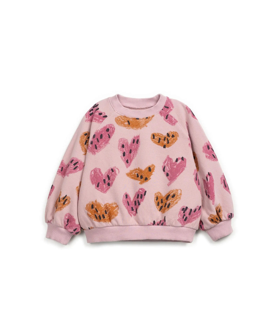 Sweatshirt Mädchen rosa Herzen Baumwolle