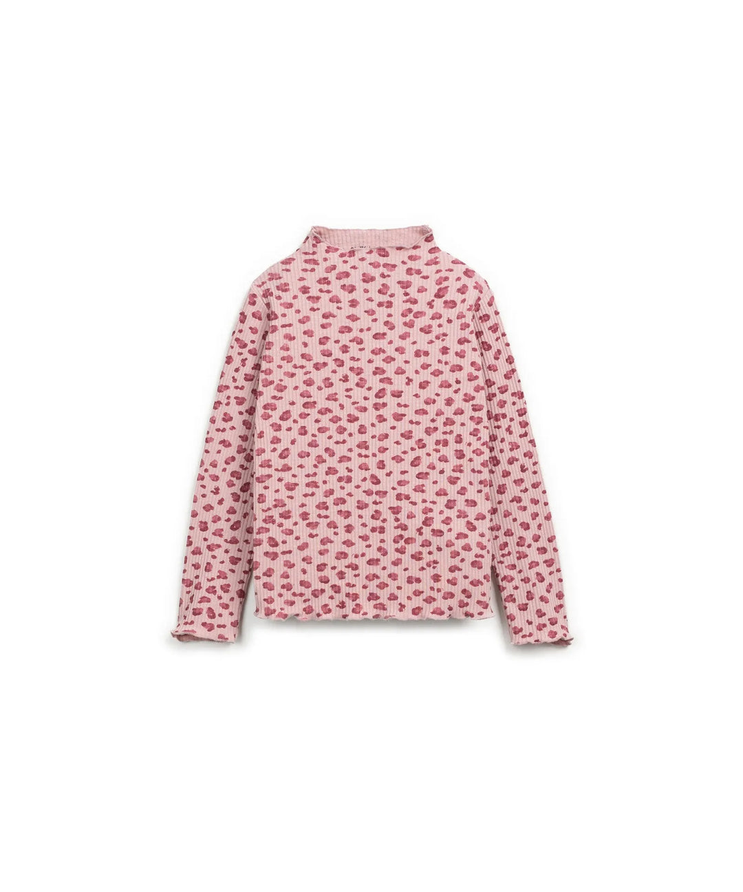 Langarmshirt Rippstruktur Leo-Muster Baumwolle