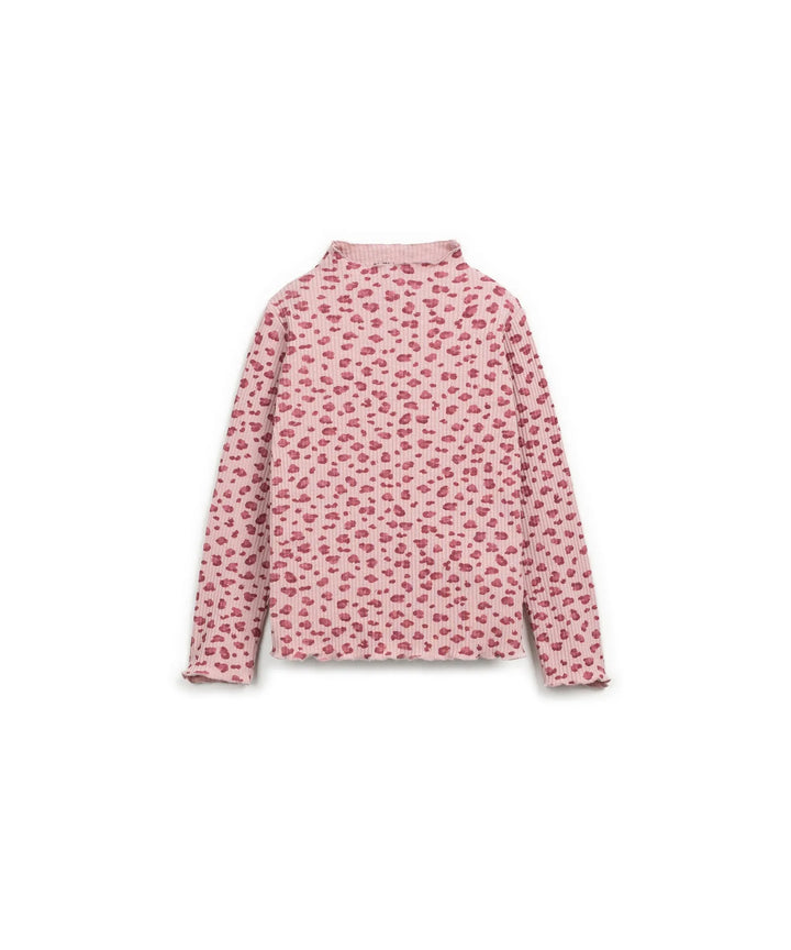 Langarmshirt Rippstruktur Leo-Muster Baumwolle