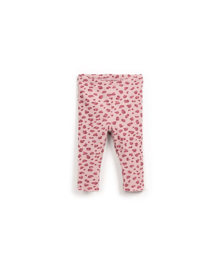 Leggings Rippstruktur Leo-Muster pink Baumwolle