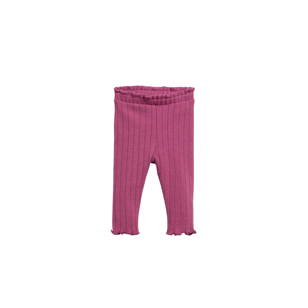 Leggings pinkfarben Rippstruktur Baumwolle Polyester