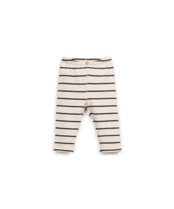 Hose für Baby Jungen aus Baumwolle weich cremefarben mit dunkelgrauen Streifen