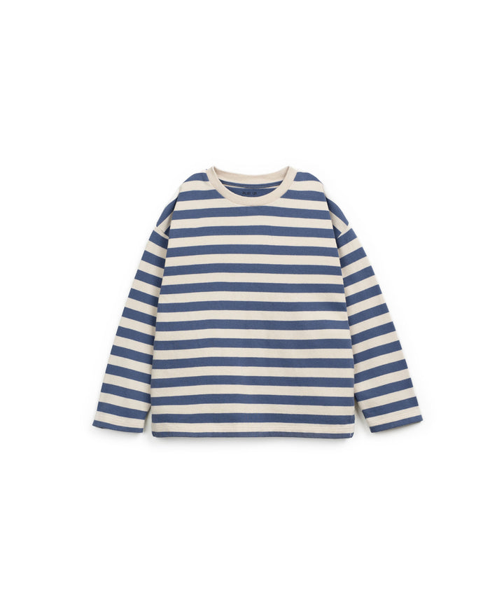 cremefarben blau gestreiftes Langarmshirt für Jungen aus Bio-Baumwolle