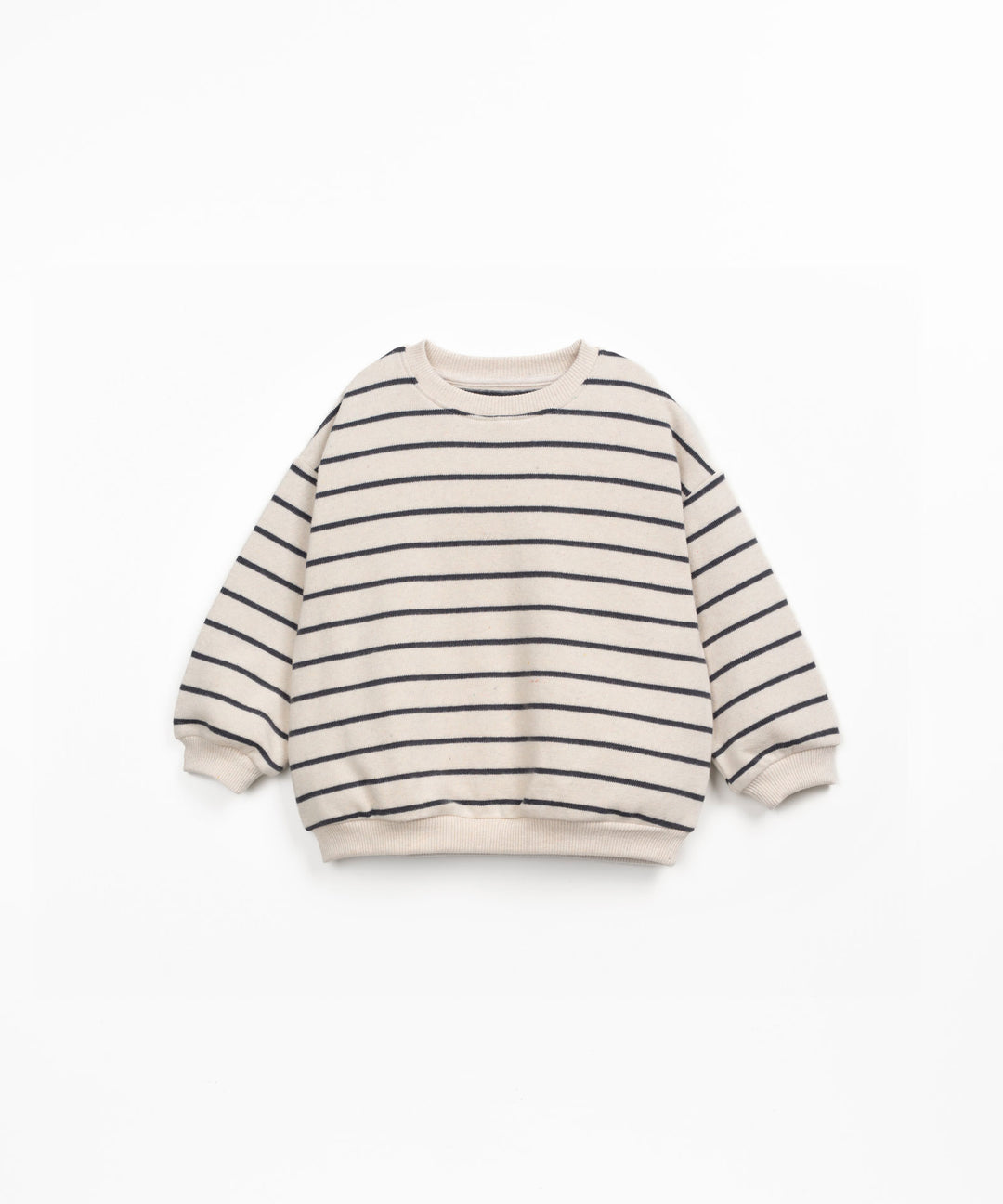 Sweatshirt für Jungen aus Baumwolle nachhaltig cremefarben dunkelblaue Streifen