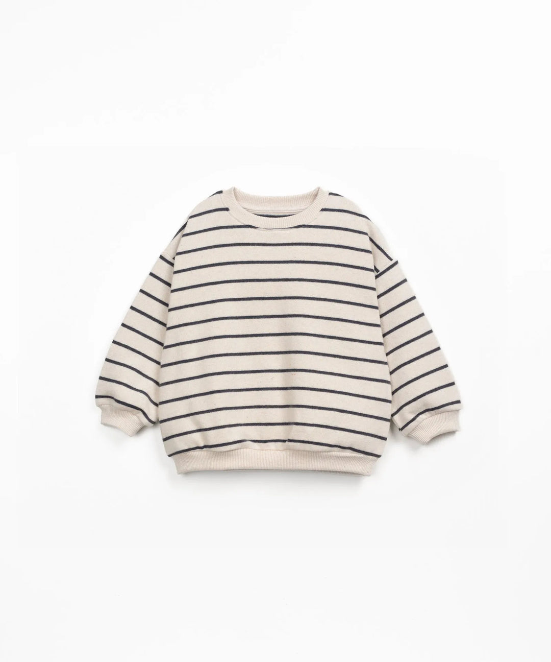 Sweatshirt für Jungen aus Baumwolle nachhaltig cremefarben dunkelblaue Streifen